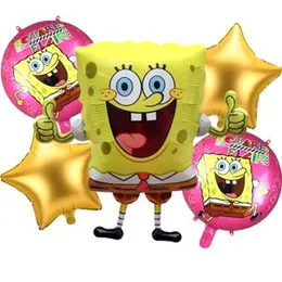 5 Pcs Foil Balloons Sponge Bob Square Pants Birthday Party Decorations spongebob eddition