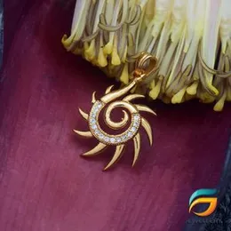 Gold Plated Pendant Sun Theme Pendant With White Stone For Ladies Fashion Stylish Rich Look Pendant.