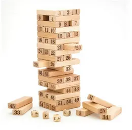 Classic ZENGA Game for Kids, Family and Friends. | with 54 Pcs of Crafted Pure Wooden Building Blocks Stacking Numbers Jenga | Perfect Game for Adults