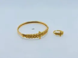 Guaranteed Gold Plated Expandable Bangle with ring Family Love Gifts Jewelry
