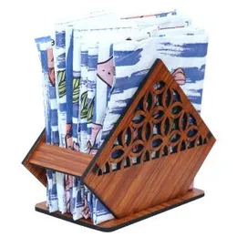 EDIDEUENICA Wooden Tissue Holder Stand with Full Size Tissue Paper for Home & Kitchen Dining Table Decorative Wooden Paper Napkin Stand for Kitche