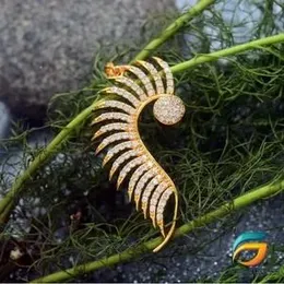 GJP Stylish Rich Look Good Quality Gold Plated King Size Big Half Peacock Pendant With Stone For Women.