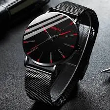 Minimalist Mens Fashion Ultra Thin Watches Simple Men Business Mesh Belt Quartz Wrist Watch Relogio Masculino