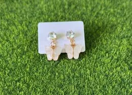 White Crystal Stone Top Butterfly Drop Earrings for Women, Cute Fashion Jewelry Gift for Women and Girls, Perfect Gift for Birthdays