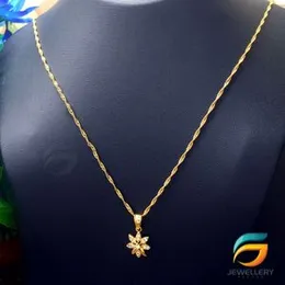 Gold Plated Karali / Disco Chain & Small New Flower Pendant with White Stone Guaranteed 18 / 24 inch Stylish Design.