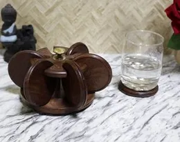 Kesha Woodkraft Handmade Sheesham Wood Coaster Set in Antique Design for Hot & Cold Tea/Coffee/Drinks/Beer Cans/Coffee Mugs â Tabletop Protection
