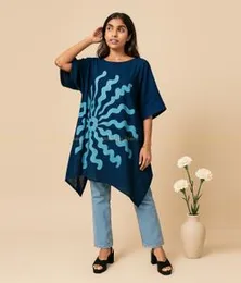 Dark Blue with Cyan Short Kaftan SK 13