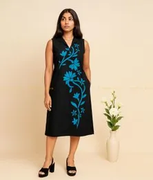 Black With Blue Batik Dress