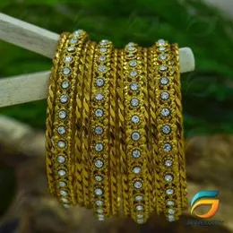 Gold Plated Efulgenz Boho Vintage Antique Gypsy Tribal  Oxidized Crystal Bracelets Bangle Set With Stone for Girl & Women.