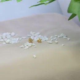 Gold Plated Small Star Earring With White Stone for Women and Girls Screw Back.