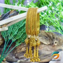 Gold plated Bangles Dull Gold Stylish Sparkling Hanging Bangle Set For Women.