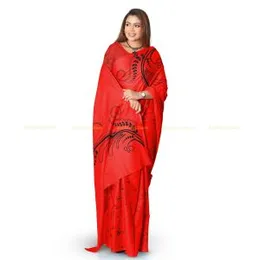 Red With Black Batik Crack Cotton Printed Saree