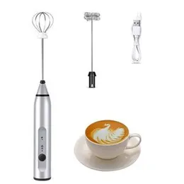 Electric Milk Frother Double Whisk Handheld Coffee Foam Mixer USB Rechargeable