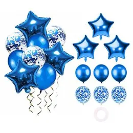 9 Pcs Blue Balloons Set with a Star Foil Balloon Birthday Party Decorations