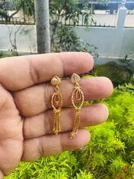 Gold Plated Heart Shape Cute Tassel Earrings (No Stone) for Women and Girls