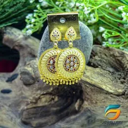 Gold Plated Earrings traditional colorful long Metal Dangle Earrings Gold Drop Lightweight Earrings for Women.