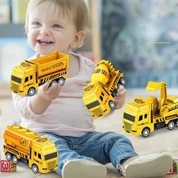 4Pcs Kids Toy Car Pull Back Engineering Vehicle Simulation Inertia Fire Engine Military Truck Model Boys Toys for Children Gifts