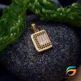 Gold Plated Box Pendant With White Stone For Ladies Fashion Stylish Rich Look Pendant For Women.
