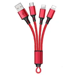 Charger 3 in 1 USB Cable for iPhone, All Android Phones Micro USB and Type C Multi Cord with Lighting for iOS Gadgets, Premium Nylon and Aluminum Brai