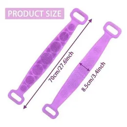 Silicone Back Scrubber Bath Shower Silicone Body Massage Brush / Silicone Bath Towel Exfoliating Body Brush Belt Cleaning Shower Strap Double-Sided Wa