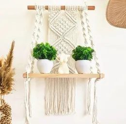 Urooz MacramÃ© Wooden Wall Hanging Shelf |940| Modern Chic Woven Macrame Tapestries, Wall Art Home Decor for Apartment, Dorm, Bedroom, Living Room, 12