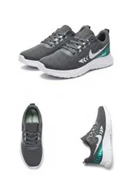 Men's Gray & Teal Mesh Sports Shoe - Lightweight Running Trainer