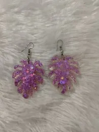Resin Monstera Leaf Earrings