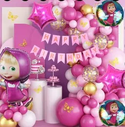 Birthday Decoration Masha And Bear Balloon set With Banner Masha Theme Full Set