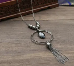 Oxidize silver color long round, water drop, square, Marquise Sheps round pendent design fancy necklace with chain tassel for women and girl