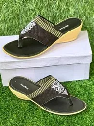 Ladies PU Heel Two Strap Sandals 2 Inch