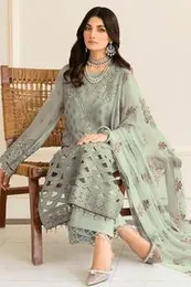 Sage Green Embroidered Luxury Net Suit