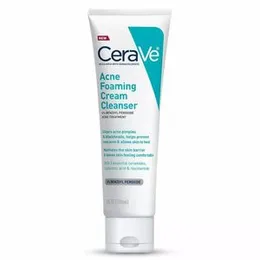 CeraVe Acne Foaming Cream Cleanser 150ml | 4% Benzoyl Peroxide Acne Treatment Face Wash