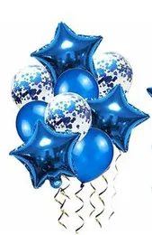 9 Pcs Blue Balloons Set with a Star Foil Balloon Birthday Party Decoration