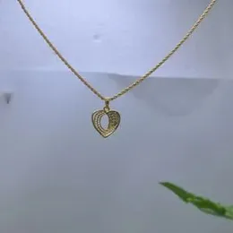 Gold plated 2mm Soft  rope chain with new  Open heart stone pendant.