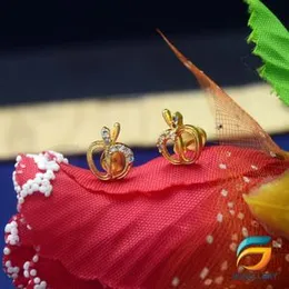 Gold Plated apple Earrings For Ladies With White Stone Fashion Stylish Rich Look Earring For Women.