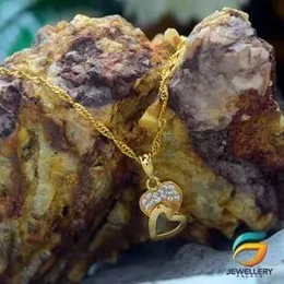 Gold Plated Guaranteed 18/24 inch Karali / Disco Chain with Double Heart Pendant With White Stone Necklace for Ladies.