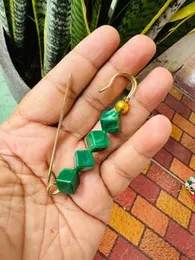 Gold Color Saree Pin with Green Ice Cube Design & 4-Piece Big Pearl Style Brooch for Women