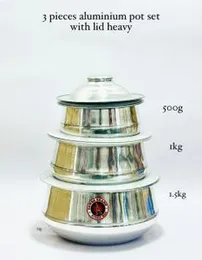 Aluminum Pot Set â 3 Pcs | 500g, 1kg, 1.5kg | Durable & Lightweight