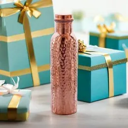 600,900 ML Copper Water Bottle Ayurvedic Water Copper Bottle - Leak-Proof Water Bottle Seal Cap, Joint Free Copper Bottle for Health Benefits (Hammere