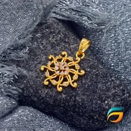 Gold Plated Beautiful Flower Sun Pendant With Stone Fashion and Stylish Design For Ladies.