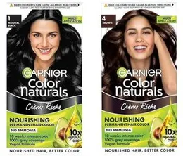 2 Garnier Natural Black Hair Color 70ml + 60g + Free Scalp Massager
