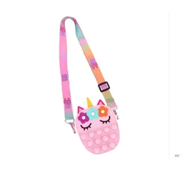 Kids Pop It Push Fidget Oval Crossbody Bag (Pink)