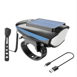 Solar & USB Rechargeable Bicycle Headlight with Integrated Horn