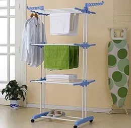 Three Layer Laundry Clothes Drying Rack With Hanger â Fold able Stainless Steel