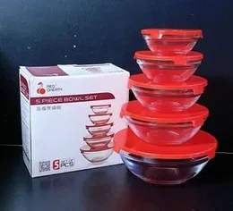 Red Cherry 5-Piece Glass Bowl Set
