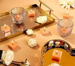 Amazon Brand - Solimo Square Tealight Candles | Smokeless | No Residue | 4 Hours Burn Time (Set of 8, Sandalwood)