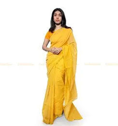 Yellow With Gold Line Boarder ORGANZA COTTON