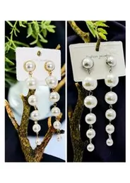 Gold & Silver Color Fringe Long Tassel Drop Earrings with White Pearls for Women and Girls