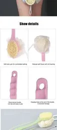 Local Delivery Bath Body Brush 2 IN 1 Shower Body Brush with Bristles and Loofah â Back Scrubber Bath Mesh Sponge with Curved Long Handle