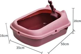 Open Top Cat Litter Box with Scoop Pet Litter Tray Kitten Toilet Portable Splashproof Cat Litter Basin